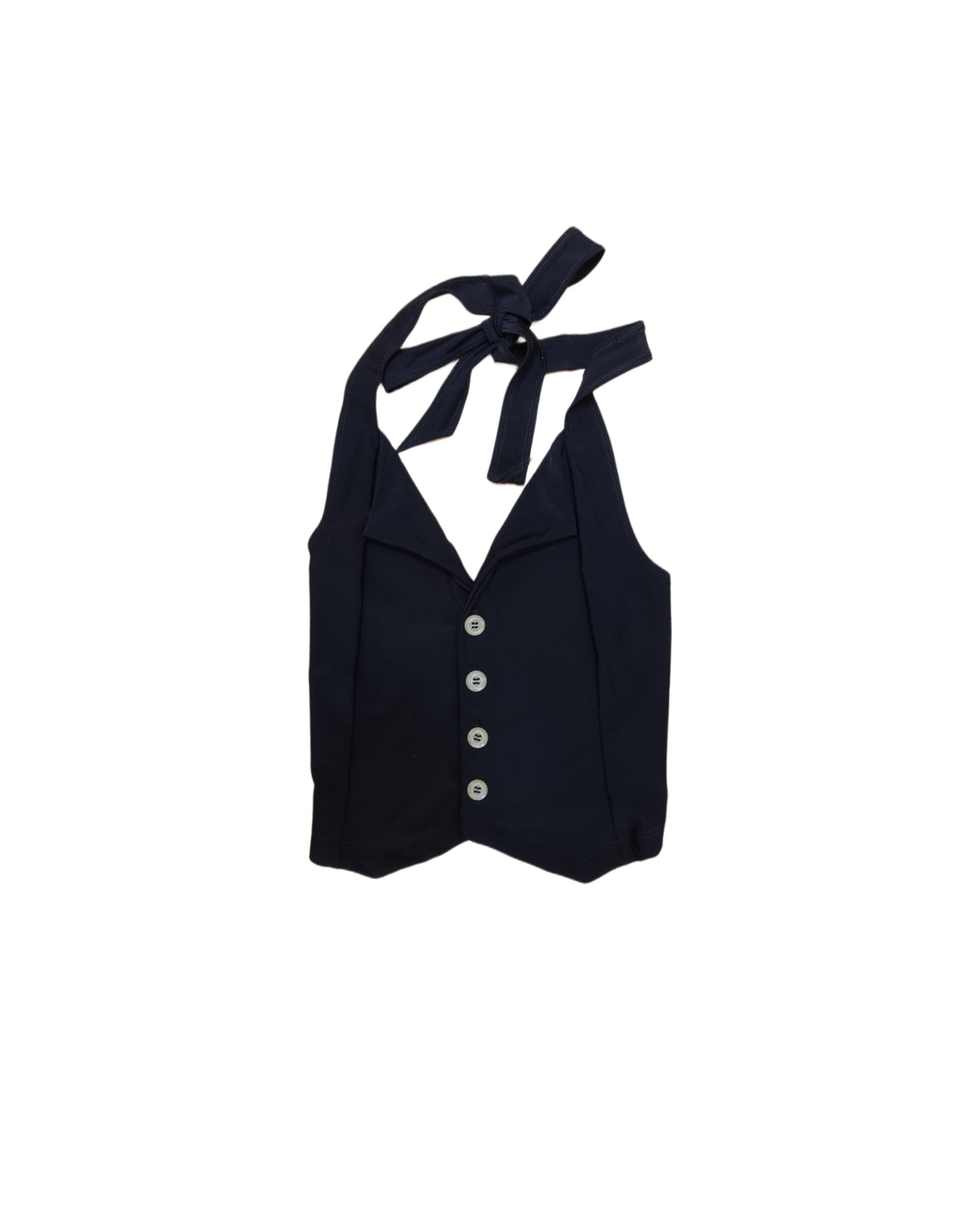 Halterneck Waistcoat Top in Kohl